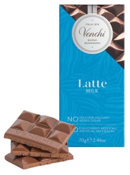 Preview: Venchi Latte - Vollmilchschokolade ohne Zuckerzusatz, 70g